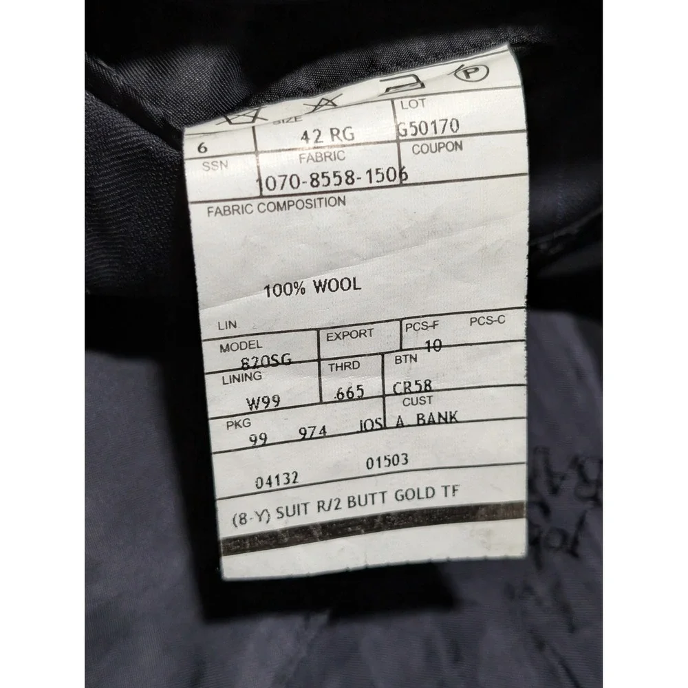 Jos. A. Bank Suit Jacket Mens 42R Navy Pinstripe 100% Wool 2Button Blazer Office
